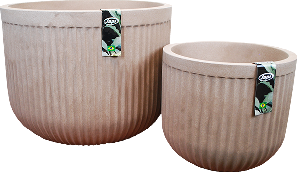 Fluted Round Planter Macchiato - 2 Piece Set - Decorative Planters